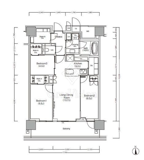ＪＩＹＵＧＡＯＫＡ　ＭＵＳＥ　ＳＱＵＡＲＥ　ＴＨＥ　ＲＥＳＩＤＥＮＣＥ　1102号室　間取り