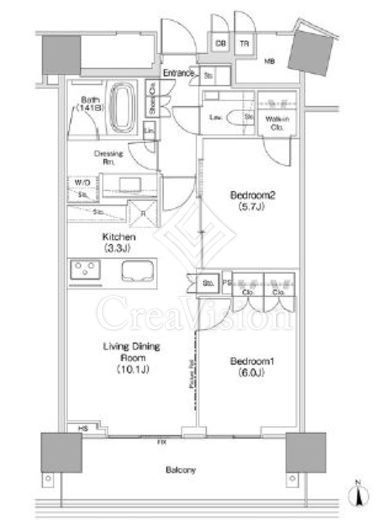 ＪＩＹＵＧＡＯＫＡ　ＭＵＳＥ　ＳＱＵＡＲＥ　ＴＨＥ　ＲＥＳＩＤＥＮＣＥ　1103号室　間取り