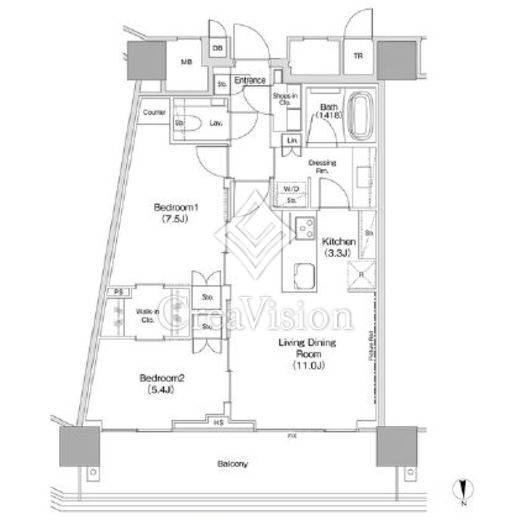ＪＩＹＵＧＡＯＫＡ　ＭＵＳＥ　ＳＱＵＡＲＥ　ＴＨＥ　ＲＥＳＩＤＥＮＣＥ　1113号室　間取り