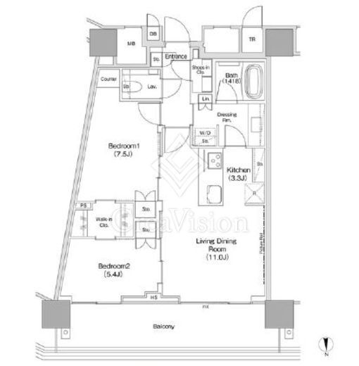 ＪＩＹＵＧＡＯＫＡ　ＭＵＳＥ　ＳＱＵＡＲＥ　ＴＨＥ　ＲＥＳＩＤＥＮＣＥ　1213号室　間取り