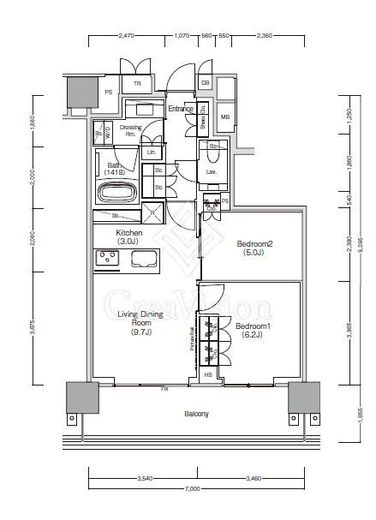 ＪＩＹＵＧＡＯＫＡ　ＭＵＳＥ　ＳＱＵＡＲＥ　ＴＨＥ　ＲＥＳＩＤＥＮＣＥ　1410号室　間取り