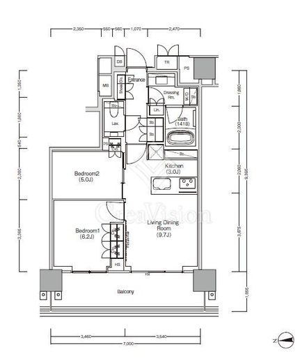 ＪＩＹＵＧＡＯＫＡ　ＭＵＳＥ　ＳＱＵＡＲＥ　ＴＨＥ　ＲＥＳＩＤＥＮＣＥ　1418号室　間取り