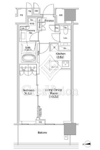ＪＩＹＵＧＡＯＫＡ　ＭＵＳＥ　ＳＱＵＡＲＥ　ＴＨＥ　ＲＥＳＩＤＥＮＣＥ　1422号室　間取り