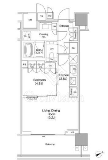 ＪＩＹＵＧＡＯＫＡ　ＭＵＳＥ　ＳＱＵＡＲＥ　ＴＨＥ　ＲＥＳＩＤＥＮＣＥ　805号室　間取り