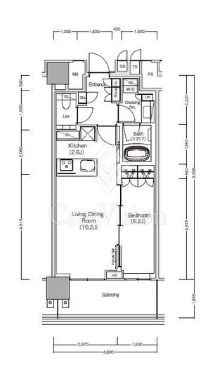 ＪＩＹＵＧＡＯＫＡ　ＭＵＳＥ　ＳＱＵＡＲＥ　ＴＨＥ　ＲＥＳＩＤＥＮＣＥ　806号室　間取り