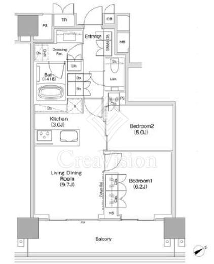 ＪＩＹＵＧＡＯＫＡ　ＭＵＳＥ　ＳＱＵＡＲＥ　ＴＨＥ　ＲＥＳＩＤＥＮＣＥ　810号室　間取り