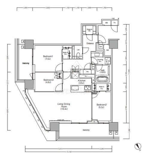 ＪＩＹＵＧＡＯＫＡ　ＭＵＳＥ　ＳＱＵＡＲＥ　ＴＨＥ　ＲＥＳＩＤＥＮＣＥ　811号室　間取り