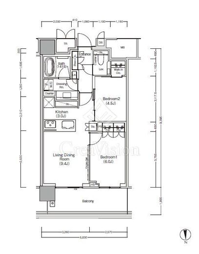ＪＩＹＵＧＡＯＫＡ　ＭＵＳＥ　ＳＱＵＡＲＥ　ＴＨＥ　ＲＥＳＩＤＥＮＣＥ　814号室　間取り