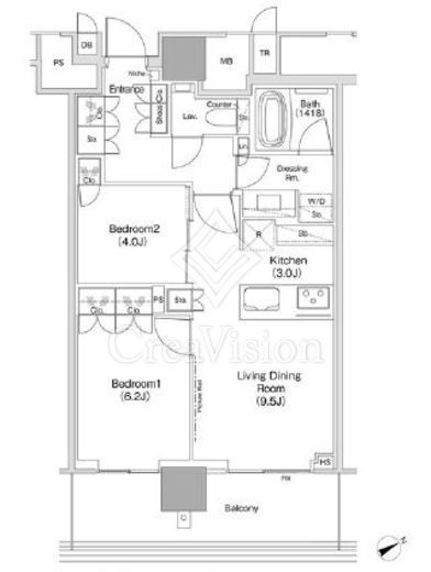 ＪＩＹＵＧＡＯＫＡ　ＭＵＳＥ　ＳＱＵＡＲＥ　ＴＨＥ　ＲＥＳＩＤＥＮＣＥ　907号室　間取り