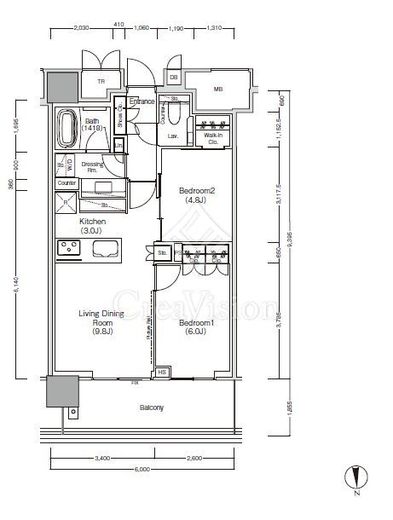 ＪＩＹＵＧＡＯＫＡ　ＭＵＳＥ　ＳＱＵＡＲＥ　ＴＨＥ　ＲＥＳＩＤＥＮＣＥ　914号室　間取り