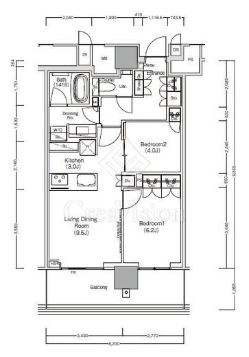 ＪＩＹＵＧＡＯＫＡ　ＭＵＳＥ　ＳＱＵＡＲＥ　ＴＨＥ　ＲＥＳＩＤＥＮＣＥ　921号室　間取り