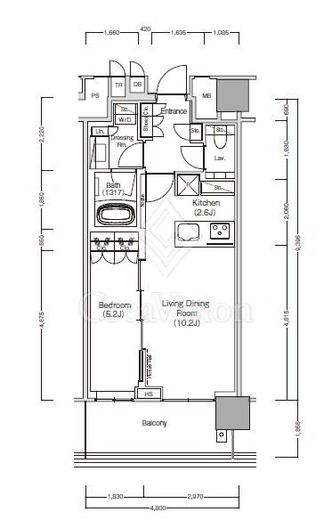 ＪＩＹＵＧＡＯＫＡ　ＭＵＳＥ　ＳＱＵＡＲＥ　ＴＨＥ　ＲＥＳＩＤＥＮＣＥ　922号室　間取り