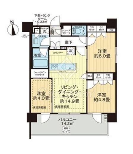 ウィルローズ自由が丘　802号室　間取り