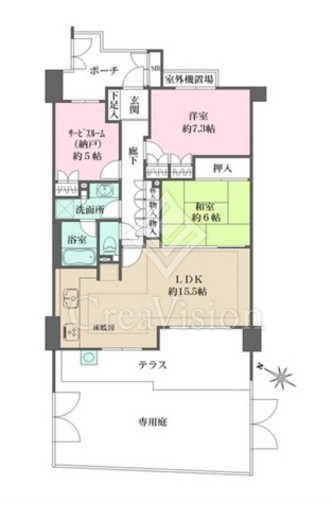 テラス氷川台　107号室　間取り
