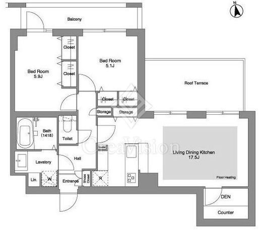 コンフォリア・リヴ文京千駄木　507号室　間取り