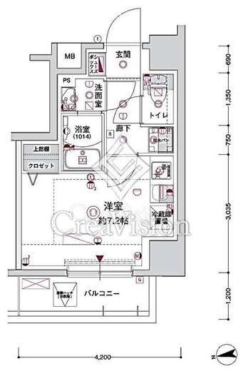 ＣＲＥＳＴ　ＴＡＰＰ　川崎港町　702号室　間取り