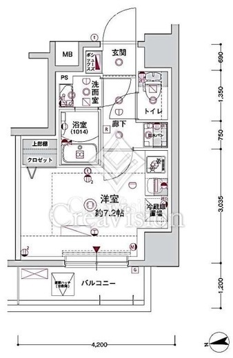ＣＲＥＳＴ　ＴＡＰＰ　川崎港町　802号室　間取り
