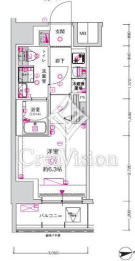 ＣＲＥＳＴ　ＴＡＰＰ　川崎港町　804号室　間取り
