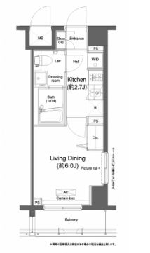 プラウドフラット神楽坂2　704号室　間取り