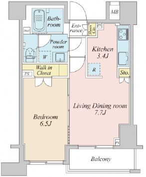 プラウドフラット神楽坂2　809号室　間取り