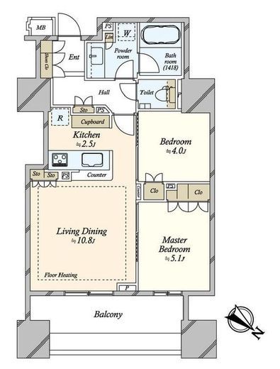 パークタワー渋谷本町　1602号室　間取り