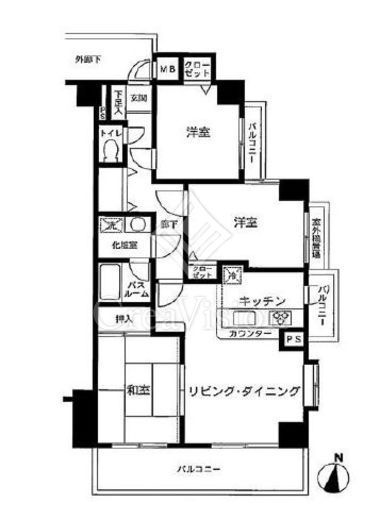 サントーア哲学堂公園　601号室　間取り