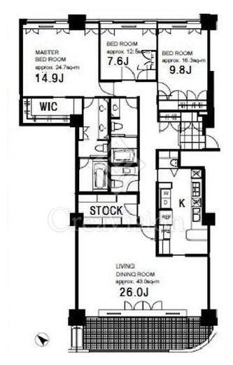 御殿山トラストコート　2024号室　間取り