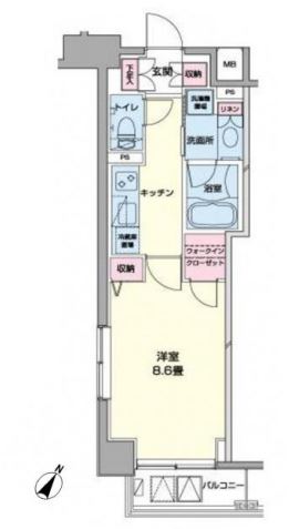プライムアーバン日本橋浜町　703号室　間取り