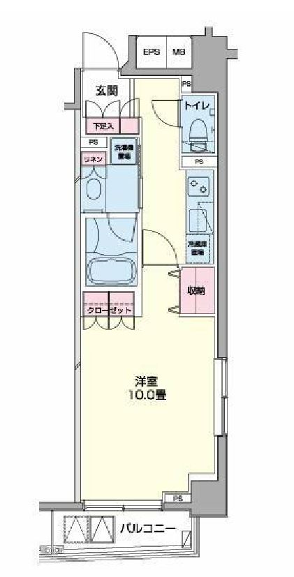 プライムアーバン日本橋浜町　1402号室　間取り