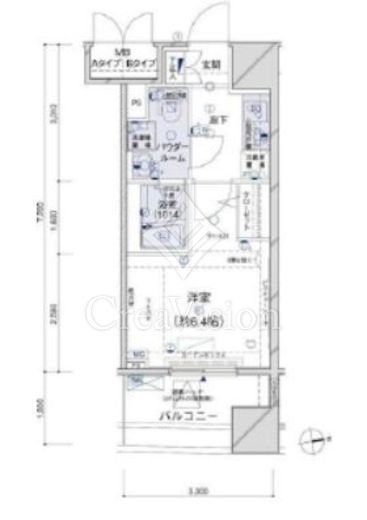 メインステージ江戸川橋3　6F1号室　間取り