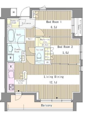 リベルテ月島　202号室　間取り