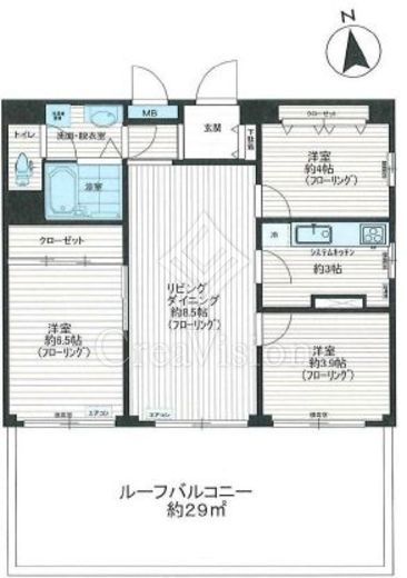 新宿スカイプラザ　3F1号室　間取り