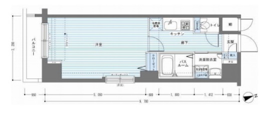 レジディア銀座東　1302号室　間取り