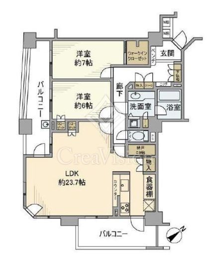 中落合パークホームズ　606号室　間取り