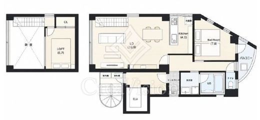 都住創ラスティック　401号室　間取り