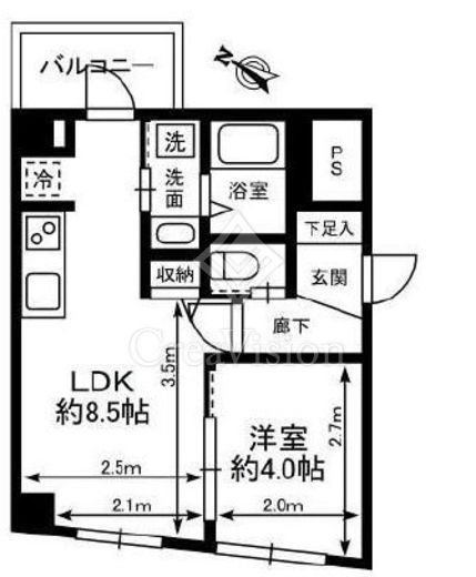 ストーク西麻布　4F1号室　間取り
