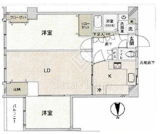 ツイン一の橋一番　1065号室　間取り