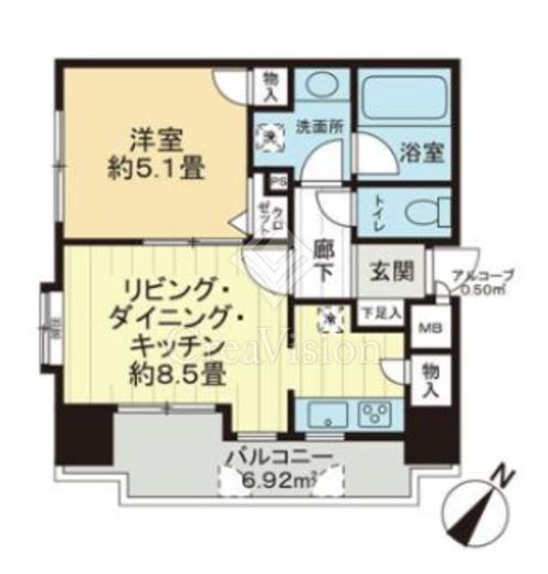 ユニーブル田町　502号室　間取り