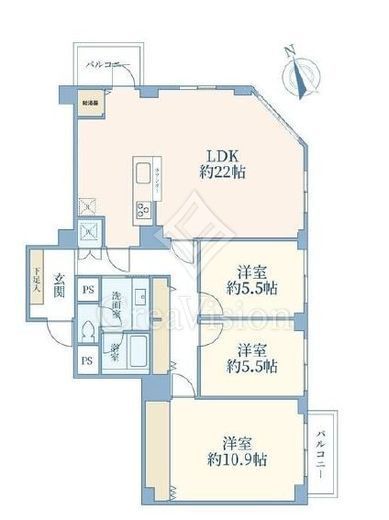 高輪マンション(高輪4)　4F1号室　間取り