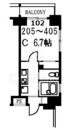 スカイコート月島　102号室　間取り