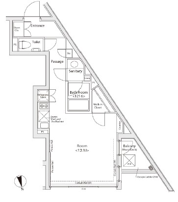 カスタリア目黒長者丸　218号室　間取り