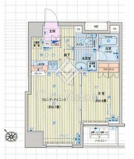 プレール・ドゥーク八丁堀　303号室　間取り