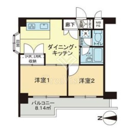 ライオンズマンション鉄砲洲第3　401号室　間取り