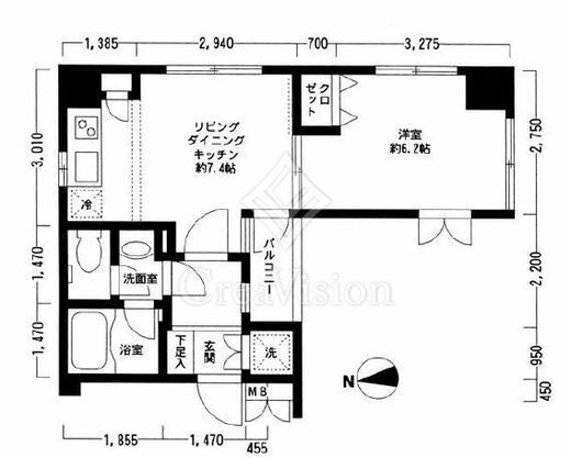 八丁堀アムフラット　202号室　間取り