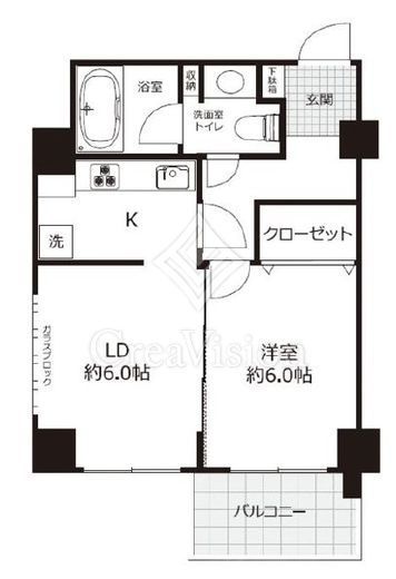 明石町ツインクロス　515号室　間取り