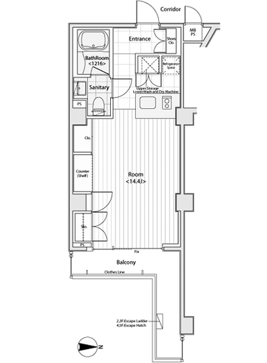 カスタリア目黒鷹番　507号室　間取り