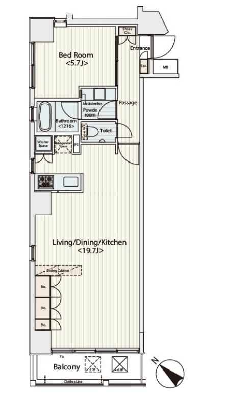 カスタリア八丁堀　401号室　間取り
