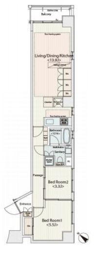 カスタリア八丁堀　803号室　間取り