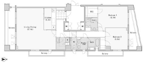 レジディア西麻布　1304号室　間取り