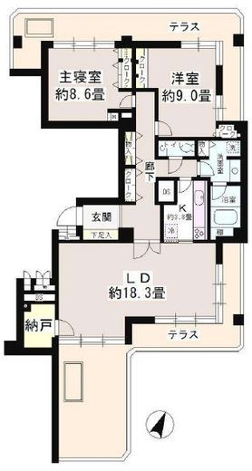 広尾ガーデンヒルズ　A708号室　間取り